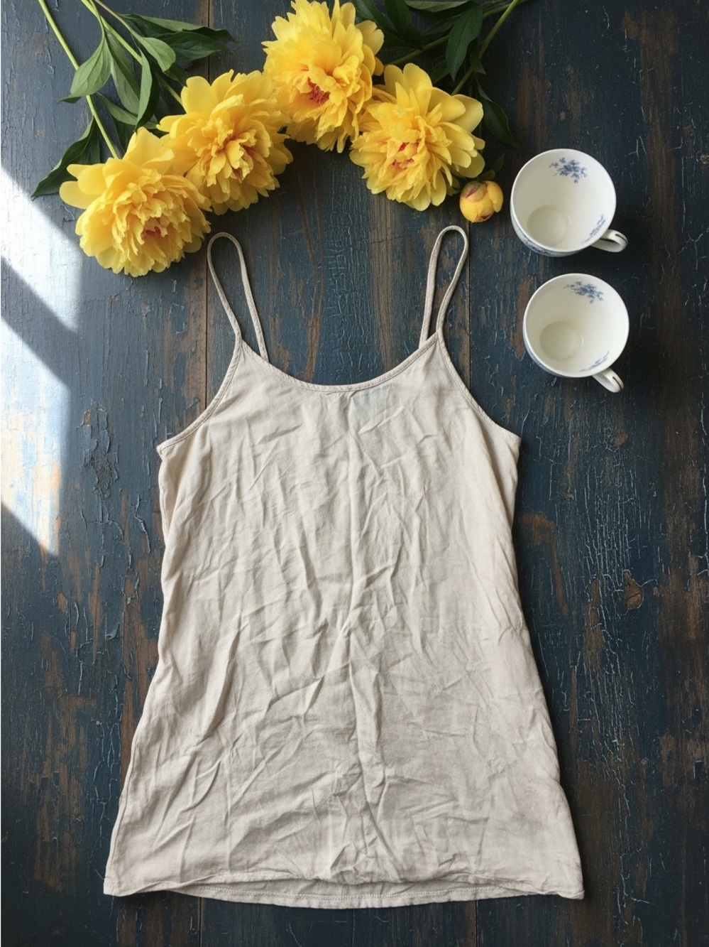 Soft cotton taupe tank top